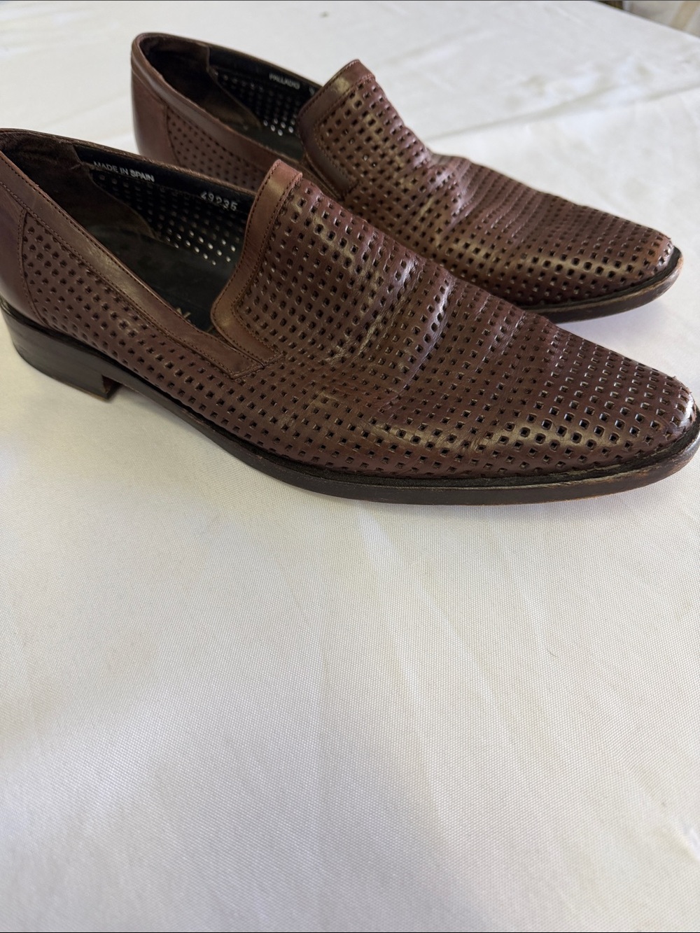 Mezlan Perforated Leather Slip-On Loafers in Dark Brown